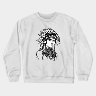 native american line art design Crewneck Sweatshirt